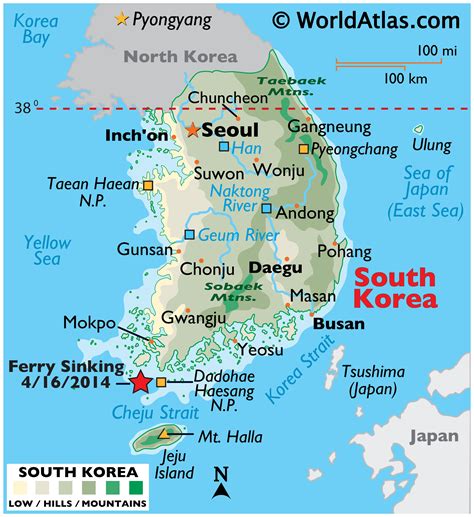 South Korea Map Geography Of South Korea Map Of South Korea
