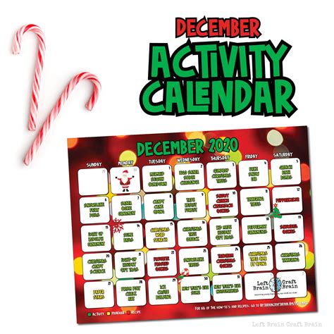 December Steam Activity Calendar Left Brain Craft Brain