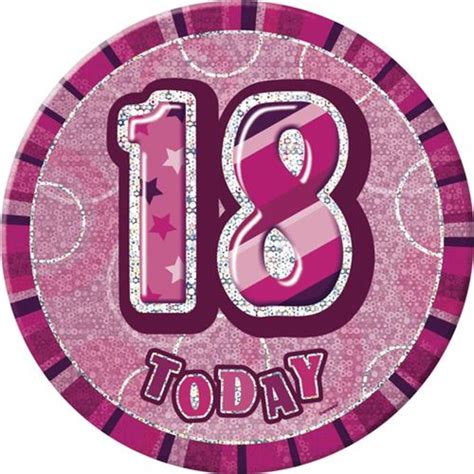 Pink Glitz 18 Today 6 Giant 18th Birthday Badge Party Love Kates
