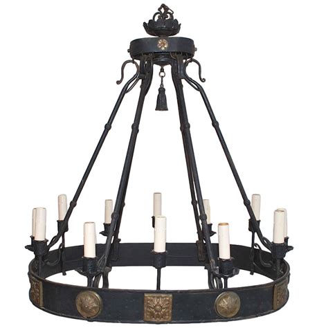 Large 1920 Wrought Iron Chandelier For Sale at 1stdibs