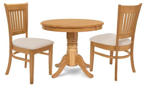 3 Pc Round Small Kitchen Table Set In Oak Finish