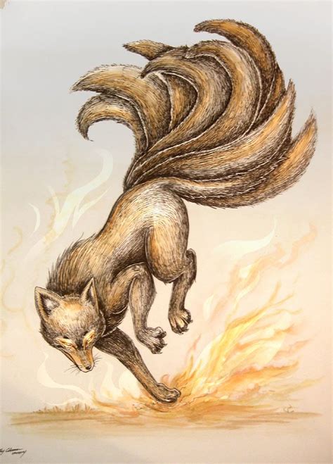 Ro Nine Tail Fox Fox Artwork Fantasy Creature Art Fox Art