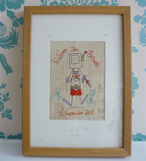 Personalised New Baby Boy Embroidery Picture By Seabright Designs