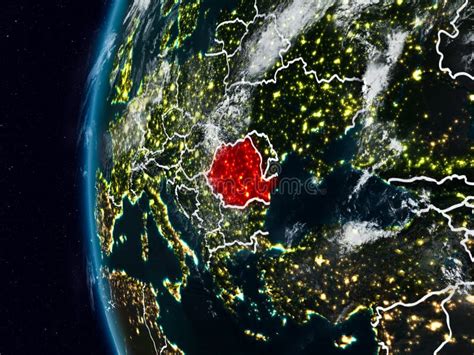 Romania From Space During Night Stock Illustration Illustration Of