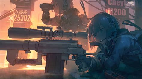 Anime Girl Sniper Rifle Shooting 4k 197 Wallpaper