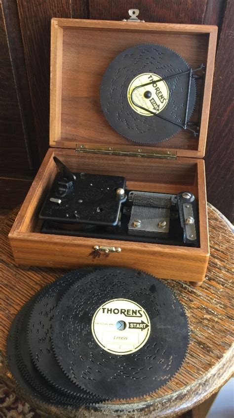 Vintage Thorens Automatic Disc Music Box Ad30w Wood With 20 Etsy