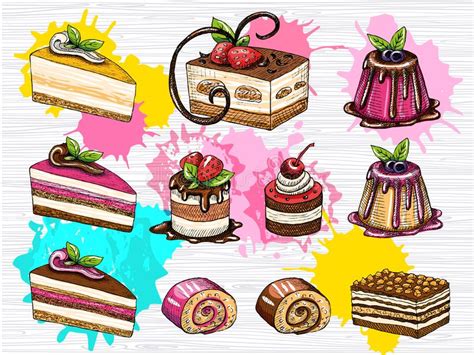 Cakes Vector Set Isolated Colorful Cakes Collection Stock Vector