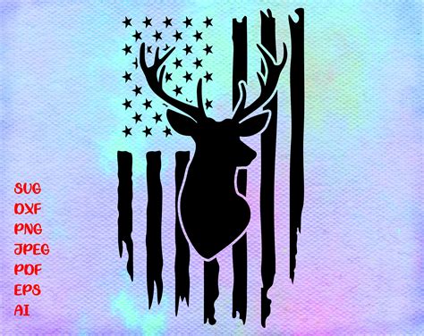 Distressed American Flag Svg Hunting Svg Deer Svg Etsy American