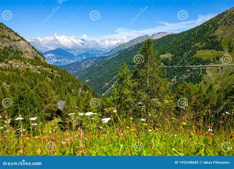 Panoramic View On Simplon Pass In Switzerland Stock Image Image Of
