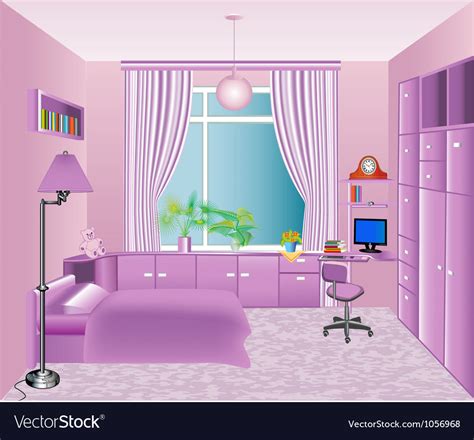 Interior Childrens Room In Pink Royalty Free Vector Image