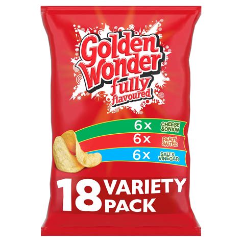 Golden Wonder Fully Flavoured Variety Pack 18 X 25g Multipack Crisps