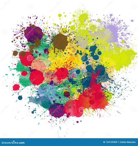 Multicolor Bright Colors Ink Splash Drops Shape Splatter Design Element