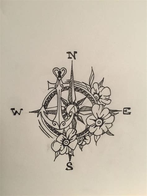 Compass Anchor Flower Tattoo Idea Compass Rose Tattoo Sleeve Tattoos Tattoo Drawings