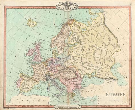 Old Map Of Europe 1850 Very Rare Map Antique Colorful Etsy