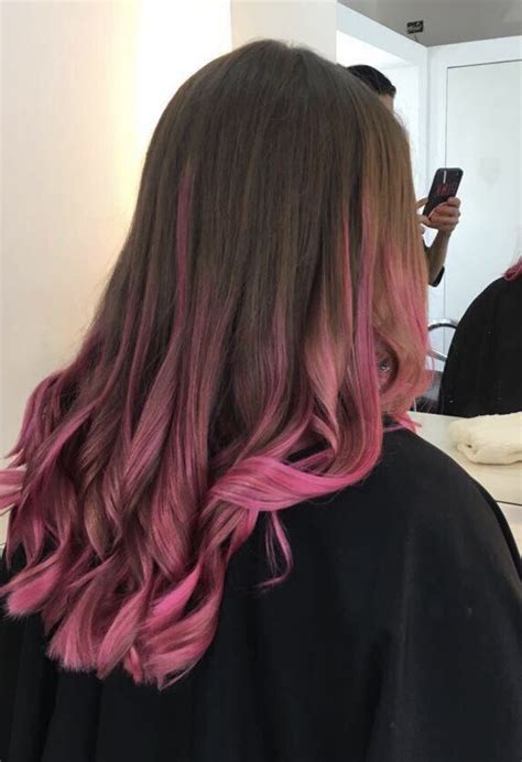 Pink 🎀 Pinkhairs Brown Hair With Pink Highlights Pink Hair Streaks