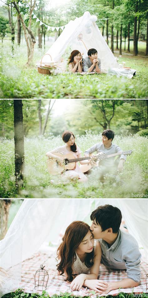 Sweet Picnic Korean Outdoor Pre Wedding Photoshoot In Dosan Park Pre Wedding Shoot Ideas Pre