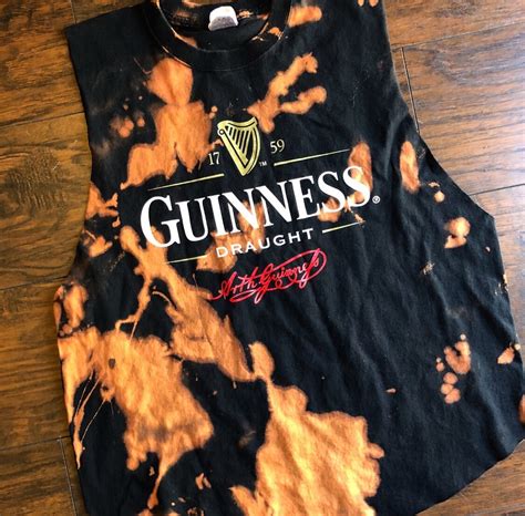 Guinness Beer Hand Distressed One Of A Kind Acid Washed Cropped Tank