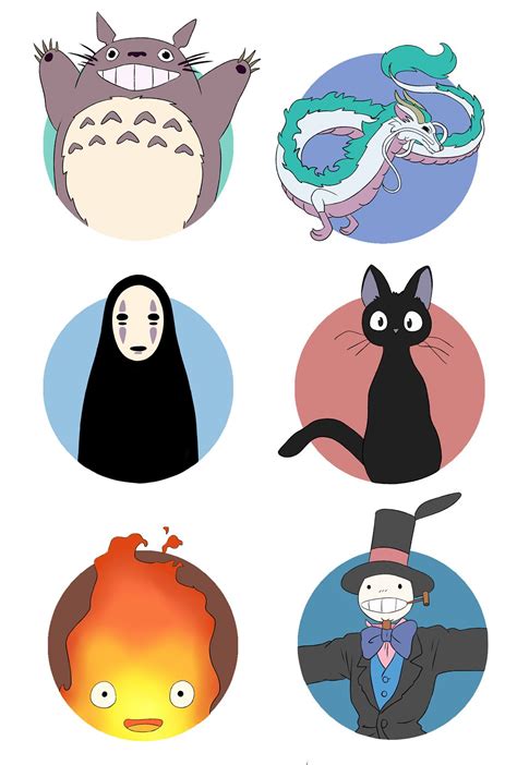 Studio Ghibli Circle Stickers Studio Ghibli Characters Ghibli