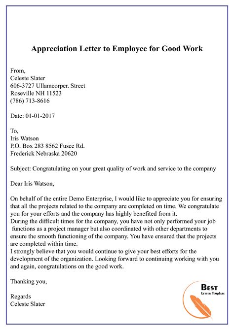 Letter Of Good Standing Template Employee