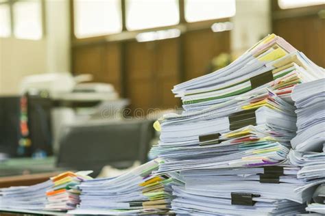 Pile Of Documents On Desk Stock Image Image Of Page 76512749