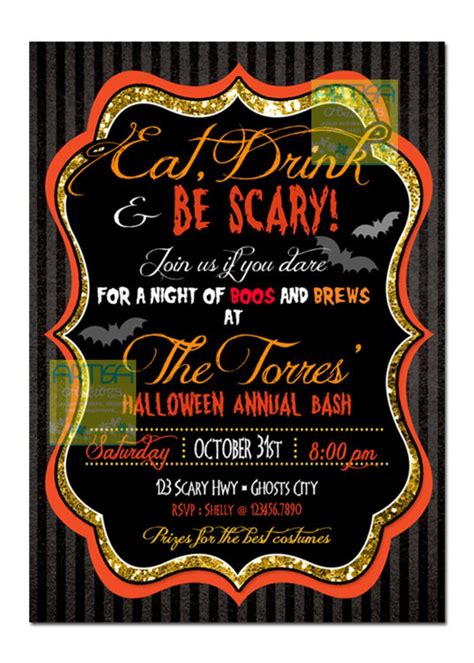 Halloween Invitation Adult Halloween Invitation Eat Drink Etsy