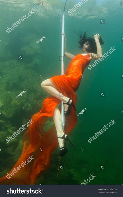 Underwater Striptease Beautiful Slim Girl Stock Photo 310476326