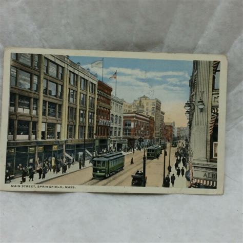 Vtg Postcard Main Street Springfield Massachusetts Scene 1916 Ebay