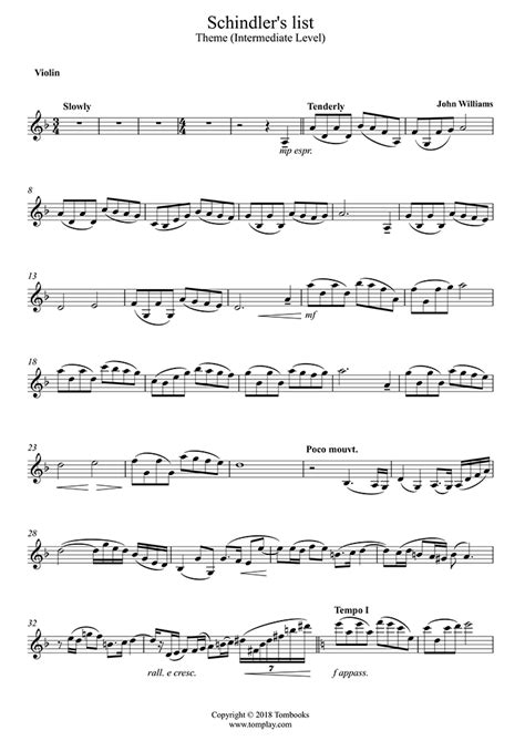 Just search for violin music and see what you find. Violin Sheet Music Schindler's List - Theme (Intermediate Level) (Williams (John))