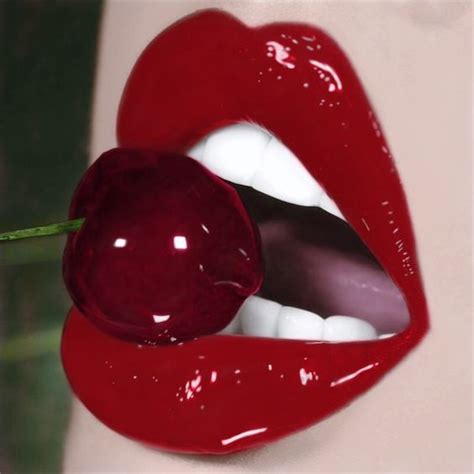 Deep Red Lip Eating Cherry Lips Photo Lip Art Lips Drawing