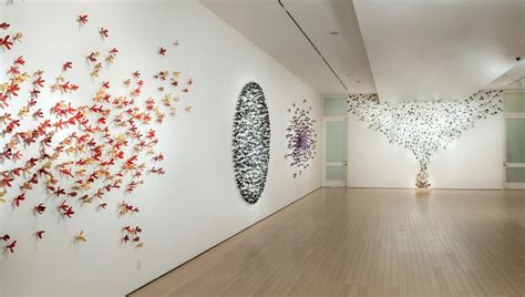 bradley sabin floral wall installation wall installation international artist ceramic flowers