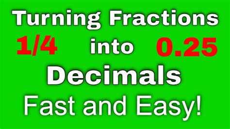 How To Convert Fractions Into Decimals Fast And Easy Youtube