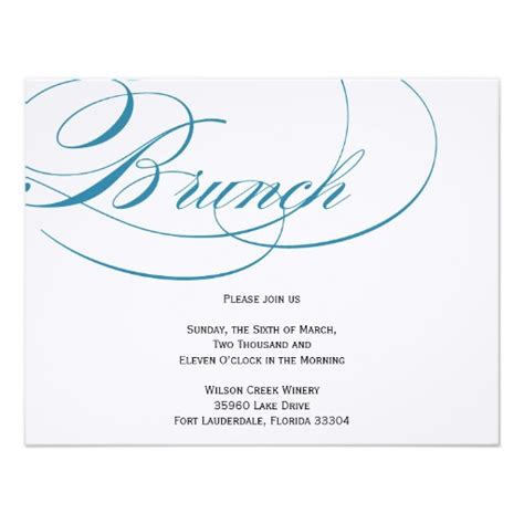 elegant script brunch invitation blue invitation card