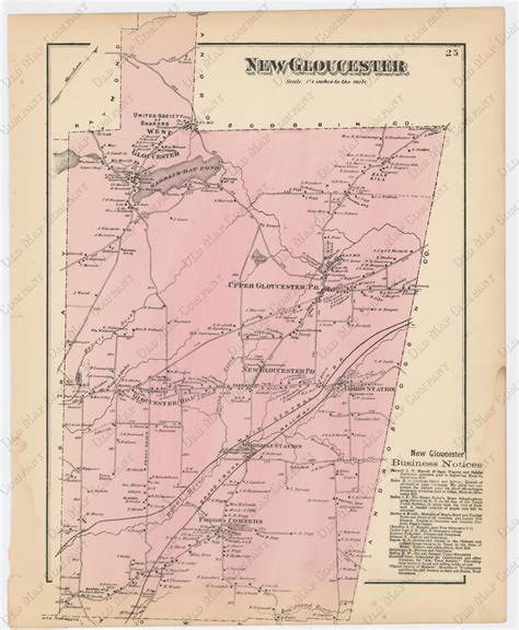 New Gloucester Maine 1871 Map Replica Or Genuine Original