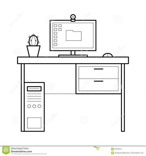 Line Drawing Of Desk