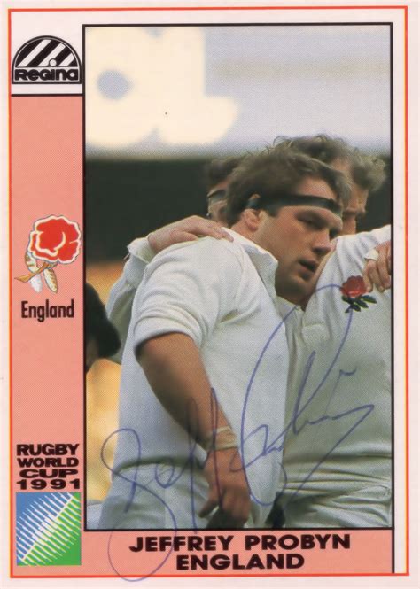 Jeffrey Probyn England Hand Signed Rugby 1991 World Cup Card Photo