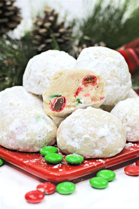 Christmas Snowball Cookies With Mandms