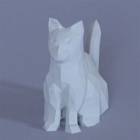 Printable Diy Template Pdf Cat Low Poly Paper Model 3d Etsy