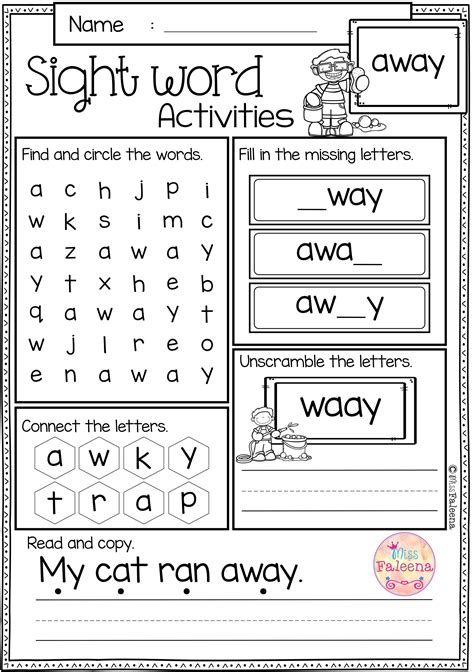 Free Printable Worksheets For Kindergarten Sight Words