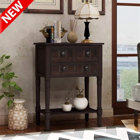 Leekous Rustic Narrow Console Table For Small Spaces Slim