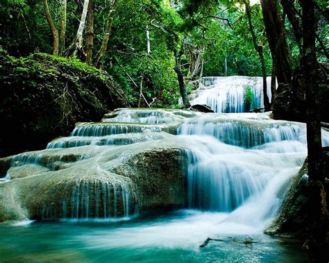 Erawan Falls Nature Np Thailand Waterfalls Hd Wallpaper Peakpx