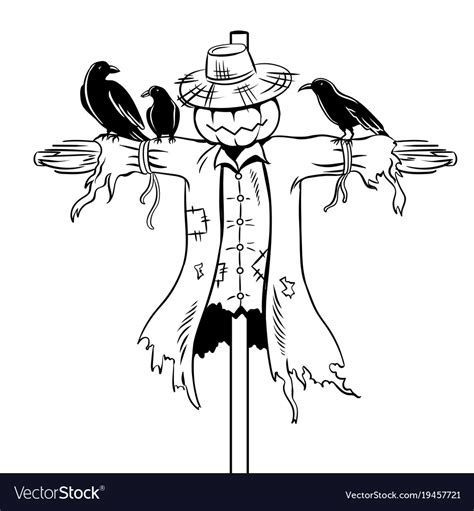 Simple Scarecrow Clip Art Black And White