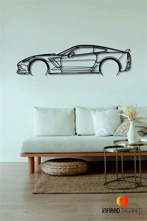 Corvette C7 Z06 Detailed Silhouette Metal Wall Art Car Etsy