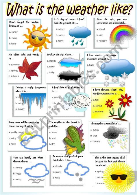 Weather And Seasons Esl Worksheet By Pilarmham