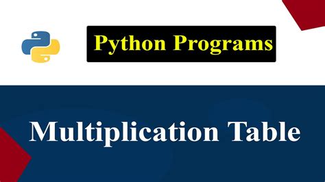 Python Program To Display Multiplication Table YouTube