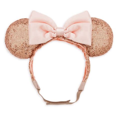 Minnie Mouse Sequin Ear Headband With Strap For Adults Rose Gold
