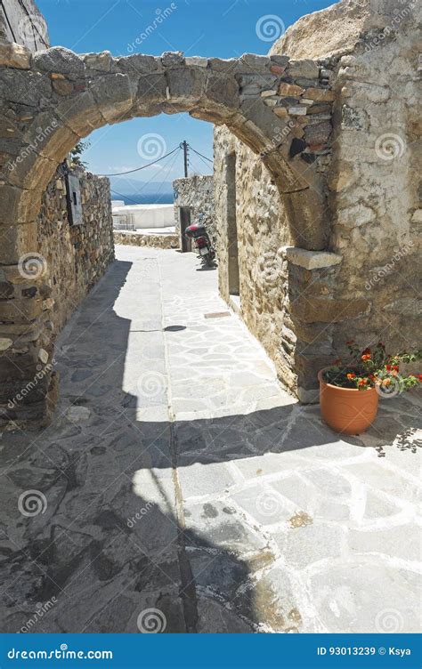 Street Of Chora Naxos Greece Stock Image Image Of Cityscape