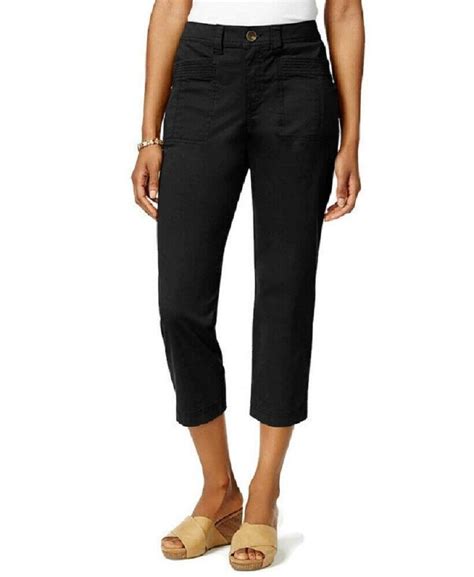 Style And Co Style And Co Womens Twill Mid Rise Capri Pants Black Size