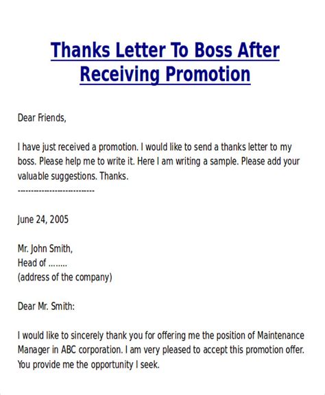 I was reminded the other day of just how kind and generous you are. FREE 5+ Sample Thank-You Letter for Promotion in MS Word