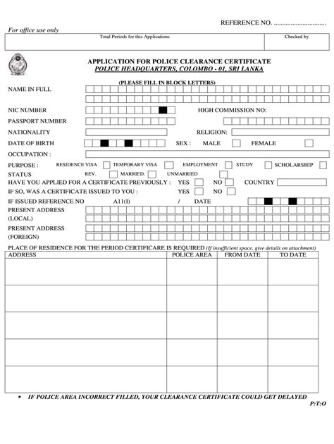 When the applicant receives the rejected application back in the mail there will be a. Sri Lanka Application for Police Clearance Certificate - Fill and Sign Printable Template Online ...