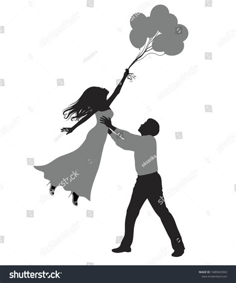 Silhouette Man Lifting Woman She Holding Stock Vector Royalty Free 1680943363 Shutterstock